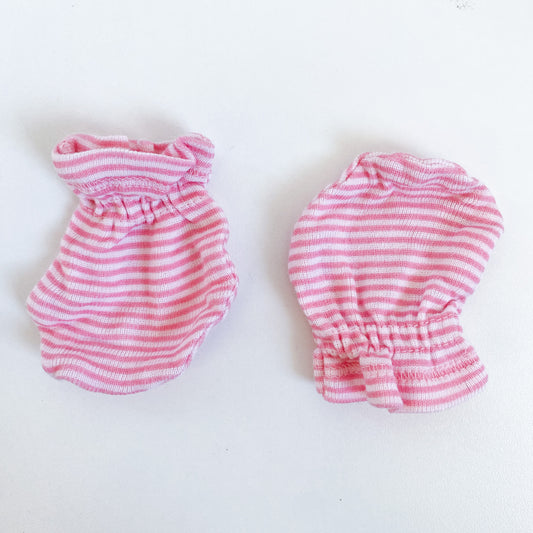 Pink Striped - Mittens - 0-3 Months