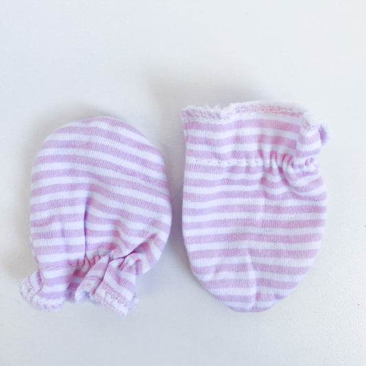 Pink Striped - Mittens - 0-3 Months